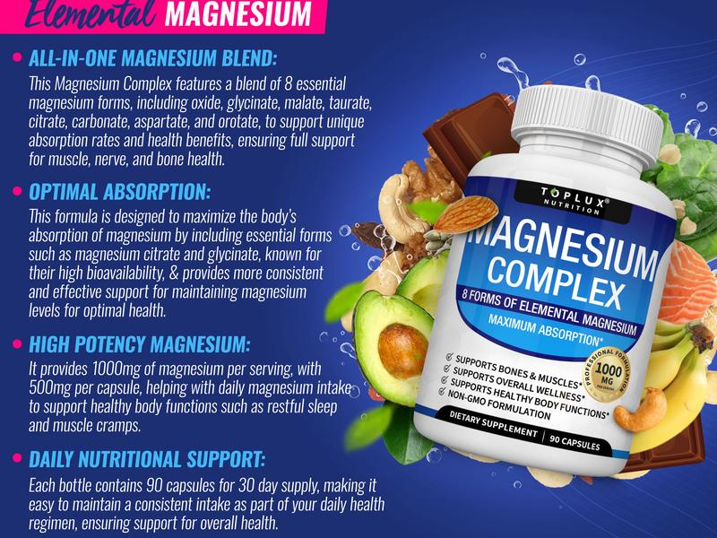 Toplux Magnesium Complex 8 Essential Magnesium Supplement 1000mg Toplux Magnesium Complex 8 Essential Magnesium Supplement 1000mg