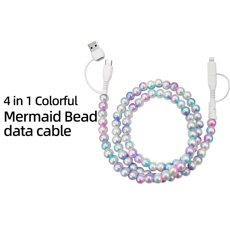 Pearl beaded charging cable stylish shine - Fit for all device USBC & Lightening for iPhone&Samsung Type-C