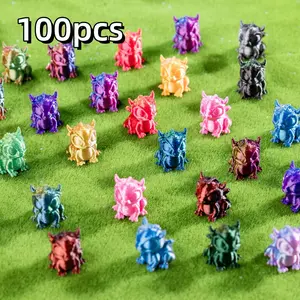 100pcs 3D Printed Mini Dragon Models, Colorful Cute Cartoon Dragons, Party Gifts, Dollhouse Decor, Micro Landscape Decoration