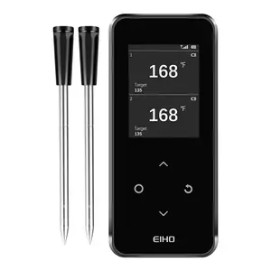 Wireless Bluetooth Meat Thermometer with 2 Ultra-Thin Probes, Smart Digital Food Thermometer 600FT Remote Range, Standalone Smart Base for Grill Smoker Roast Oven, Cooking Gifts