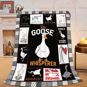 Funny Goose Blanket Soft Cozy Cute Goose Plush Throw Blanket Warm Lightweight Flannel Fuzzy Flannel Goose Stuff Animal Decor Blanket Gifts for Lovers Girls Boys Kids Adults Women Bed Travel