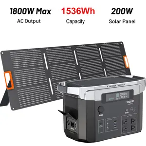 PEX-1800W Portable Power Station 1536Wh LiFePO4 Battery 1800W Solar Generator 10 Ports AC USB-C Output 1.5H Fast Charge for Home Backup Camping Emergencies Power Outages RVs Driving
