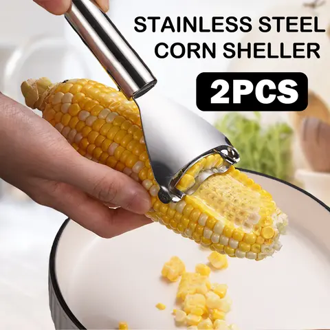 2 Counts Corn Peeler, Stainless Steel Corn Peeler Corn Thresher, Kitchen Supplies with Ergonomic Handle Cob Remover Scraper