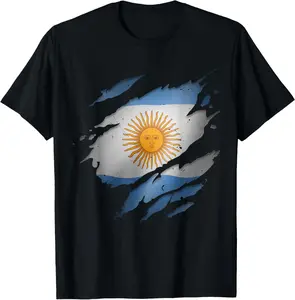 100%cotton Proud Argentinian Shirts | Torn Ripped Argentina Flag T-Shirt