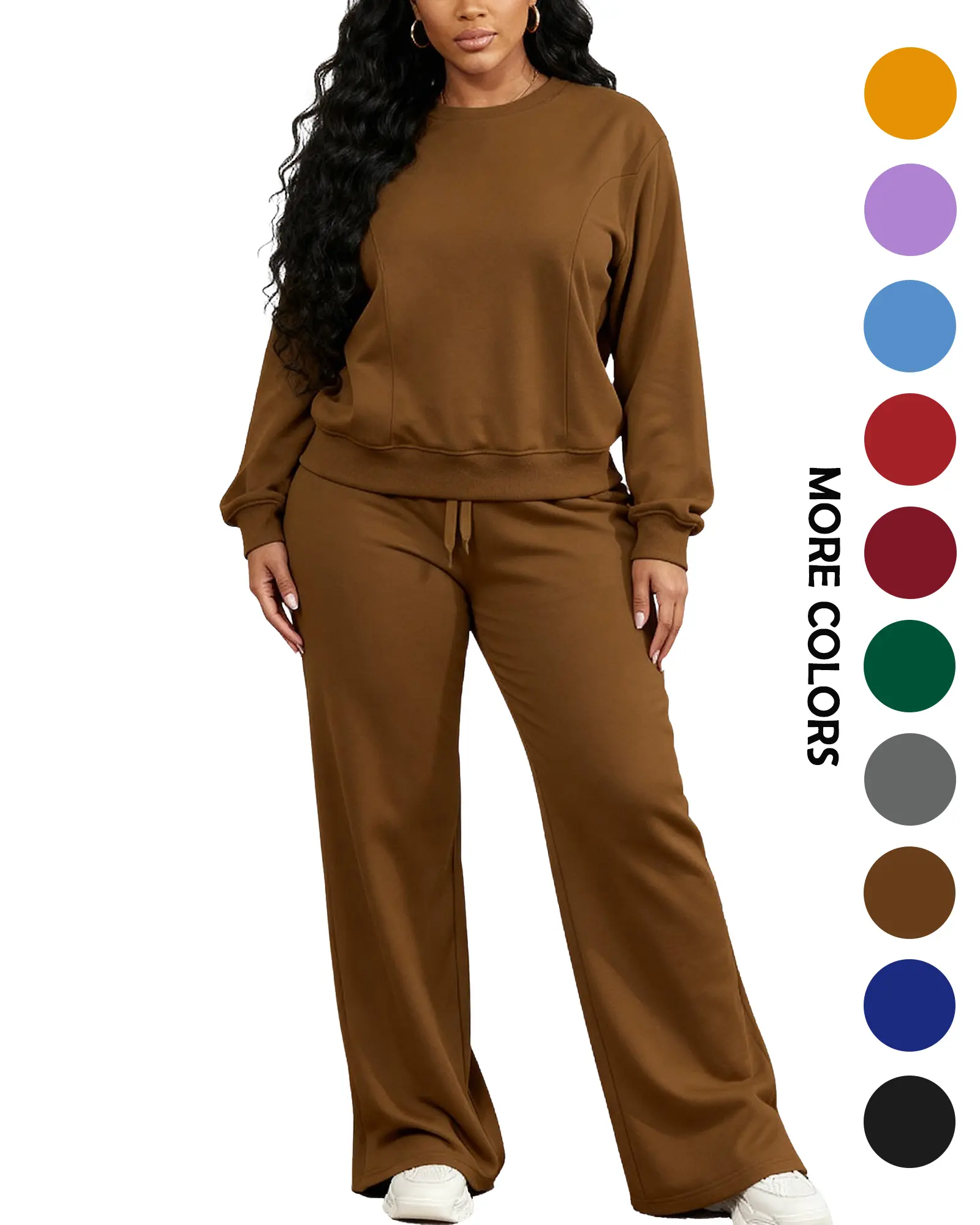 Women Sweatsuit Lounge  Sets 2 Piece Outfits  Casual Travel Sweatshirt And Wide Leg Tracksuit Matching Set Long Sleeve Fitted Womenswear Clothes