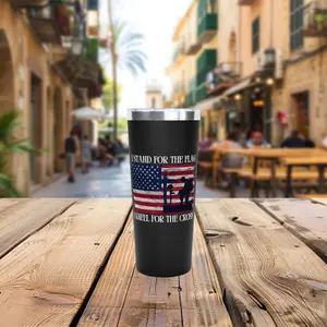 I Stand For The Flag I Kneel For The Cross Copper Vacuum Insulated Tumbler 22oz