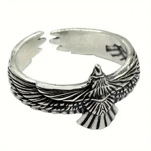 Adjustable Retro Eagle Ring for Men, Artist Style Bird Shaped Eagle Engraved Alternative Artistic Statement Decorative Fashion Jewelry Gift, Artist Style Rings, Bird Shaped Rings