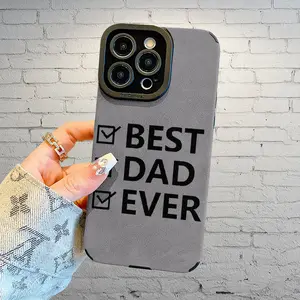 A "Best Dad" text-patterned phone case, TPU + leather shockproof full protection case, suitable for iPhone 17/16/15/14/13/12/11 PRO MAX PLUS AIR XS and PROMAX, is an ideal gift for friends and family, QBJKTP282