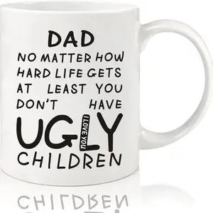 Father’s Day Funny Gifts for Dad, Husband, Papa – 11oz Ceramic Coffee Mug from Daughter, Son, Wife – Unique Birthday, Retirement, Anniversary Gag Gift Idea for Stepdad or Him