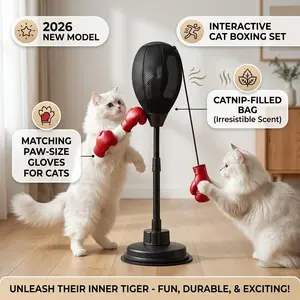 2026 New Cat Interactive Boxing Toy Set - Catnip-Filled Connecting Punching Bag with Matching Cat Boxing Gloves