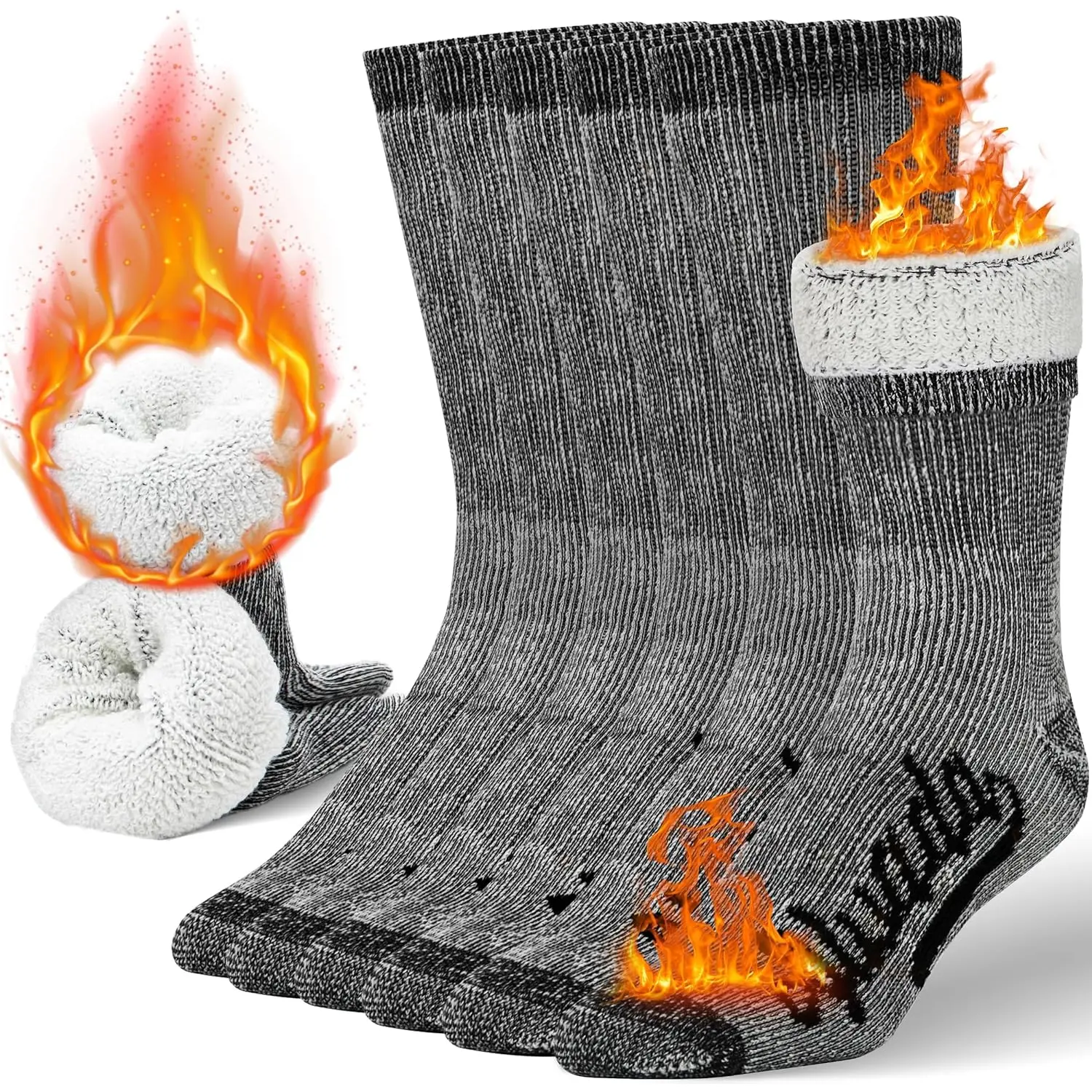 Alvada Merino Wool Hiking Socks Thermal Warm Crew Winter Boot Sock for Men & Women 3 Pairs No Brand