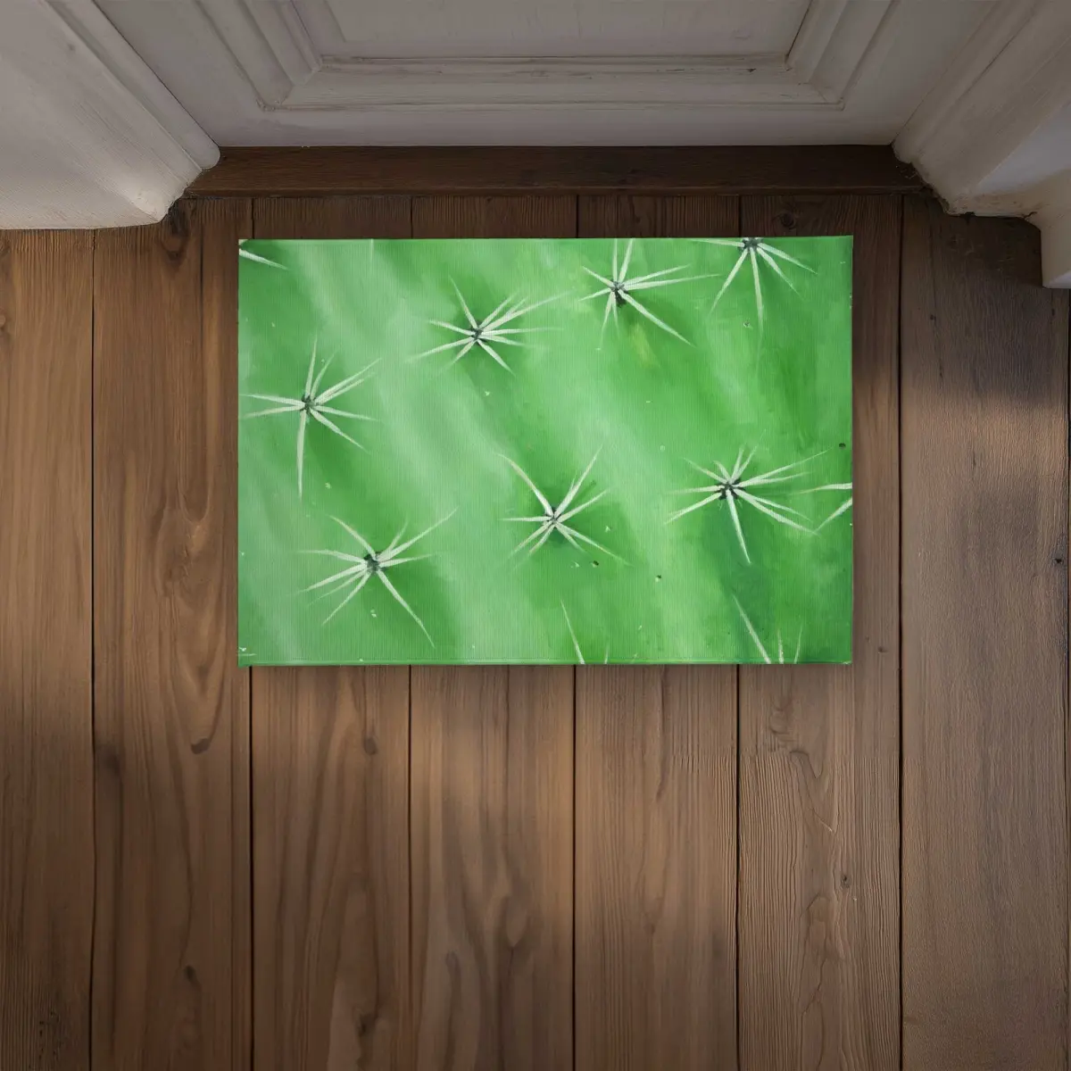 212 MAIN Cactus Green Closeup Cactus Theme Polyester Loop Floor Mat - 17x24 in, Non-Slip, Indoor-Outdoor Decorative Rug (CODM1724RPUNCM)