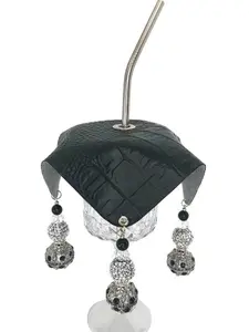 Barware Drink Covers, they are Black & Rhinestone, fit perfectly over wine glasses and great beverage protectors. They're made with Leather Stylish material. Great Cup Covers Reusable Mug.
