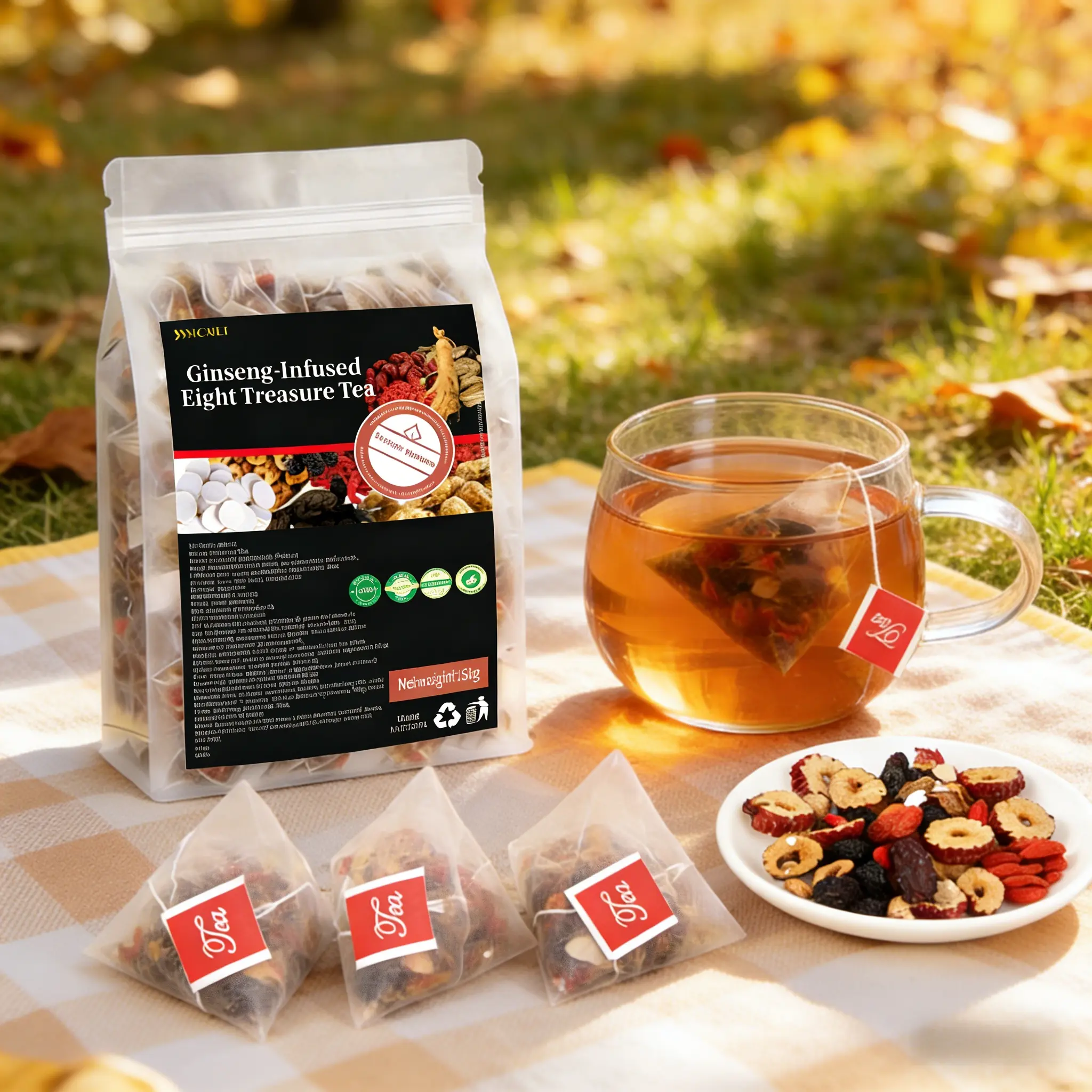 High-Quality 8 Treasures Health Herbal Tea - Organic Immune-Supporting Beverage for Gentle Nourishment, Refreshment, Fatigue Relief, Body Regulation, Kidney Cleanse - Ideal for Personal Enjoyment or Gifting loaded tea