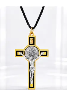 ST BENEDICT CRUCIFIX  PENDANT  WITH STAINLESS STEEL CORPUS