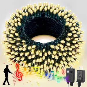 LAMPHOME Music 66ft Christmas Mini Lights with Motion Sensor Controller,200 LED Fairy Starry String Light Plug in for Indoor Outdoor Xmas Tree Wedding Party Decoration (Warm White)