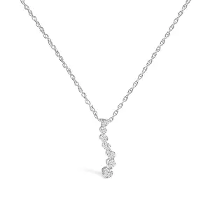 .925 Sterling Silver 1/4 Cttw Lab Grown Diamond Journey Pendant Necklace - 18" Inches