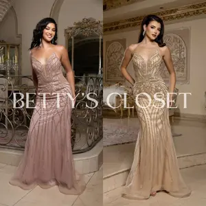 Monica Plunging V-Neck Embellished Strapless Evening Glam Gown