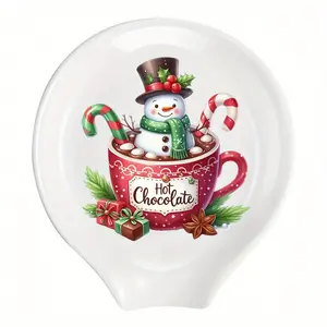 Christmas Coffee Spoon Rest Ceramic Spoon Holder Cafe Bar Accessories Snowman Nativity Scene Teaspoon Quote Ceramic Spoon Holder Rests for Station Decor Stove Top Countertop Kitchen Accessories Christmas Thanksgiving Gift for Coffee Lovers