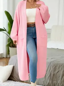 Women's Long Sleeve Cardigan with Pockets, Casual Daily Wear, Winter Fashion, Plus Size Women's Clothing, Autumn & Winter Sweater Jacket