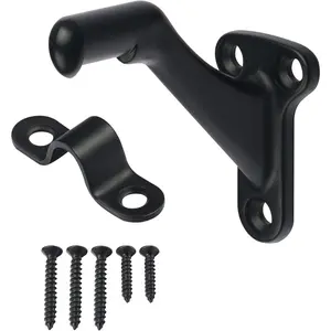 3 Pack Matte Black Handrail Bracket, 3" Heavy Duty Support Hardware for Home & Office Stairways, Easy Installation Railing Bracket with Screws