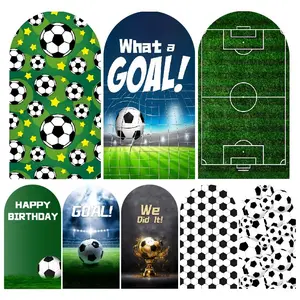 Green Soccer Happy Birthday Arch Backdrop Cover for Sports Theme Party