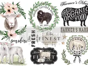 Redesign With Prima Small Transfers - Sweet Lamb - 3 sheets, 6"x12" 655350653460