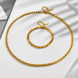 Titanium Steel Phoenix Tail Jewelry Set - Minimalist Fashion Necklace & Bracelet for Women