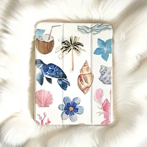Tropical marine life pattern, with adjustable stand and pen slot, foldable non-slip TPU protective case, suitable for iPad mini, iPad Air, iPad Pro/iPad 10th generation, 11th generation and other series of iPad protective cases, can be given as a gift