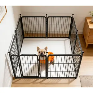 24 Inch 8 Panels Dog Playpen for Small Dogs & Puppies, Indoor Yard RV Camping Pet Playpen, Black