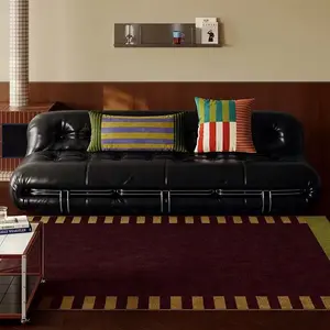 Vintage Geometric Colorful Striped Carpet, Shag Area Rugs Soft Plush Non-Slip Geometric Pattern Rug for Living Room Bedroom, Foldable Pet Friendly Mat, Geometric Graphic Rug