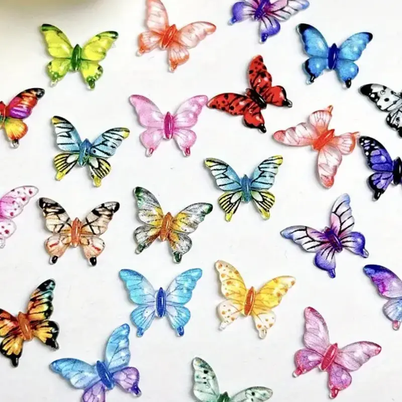 50/110pcs Mini Resin Butterfly Decorations, Colorful Ornaments, Nail Art Butterflies Suitable for Nail Art, Scrapbooking, Hair Clips, Jewelry Making, Christmas Crafts, Home Decor, Butterfly Nails, Nail Art Supplies, Nail Art Products