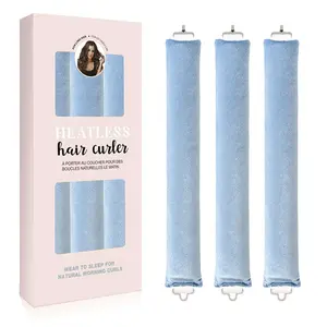 Overnight Heatless Hair Curler Blowout Rods Jumbo, Heatless Curls Satin Jumbo Flexi Rods to Sleep in,Soft Heatless Rod for All Hair Types,No Heat Overnight Sleeping Curls Styling Tools （Blue）