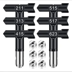 Spray Tips, 6Pcs Airless Paint Sprayer Tips Reversible Spray Tips for Airless Paint Sprayer Machine Spray Paint Nozzles for Airless Paint Spray Guns House Painting DIY Paint Sprayer Accessories (211 313 415 515 517 623)