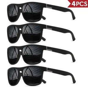 Unisex 4-Pack Classic Square Polarized Sports Sunglasses - UV400 Protection, Lightweight PC Frame, Men's Accessories, Gifts for Boyfriend, Polarized Glasses for Driving, Fishing