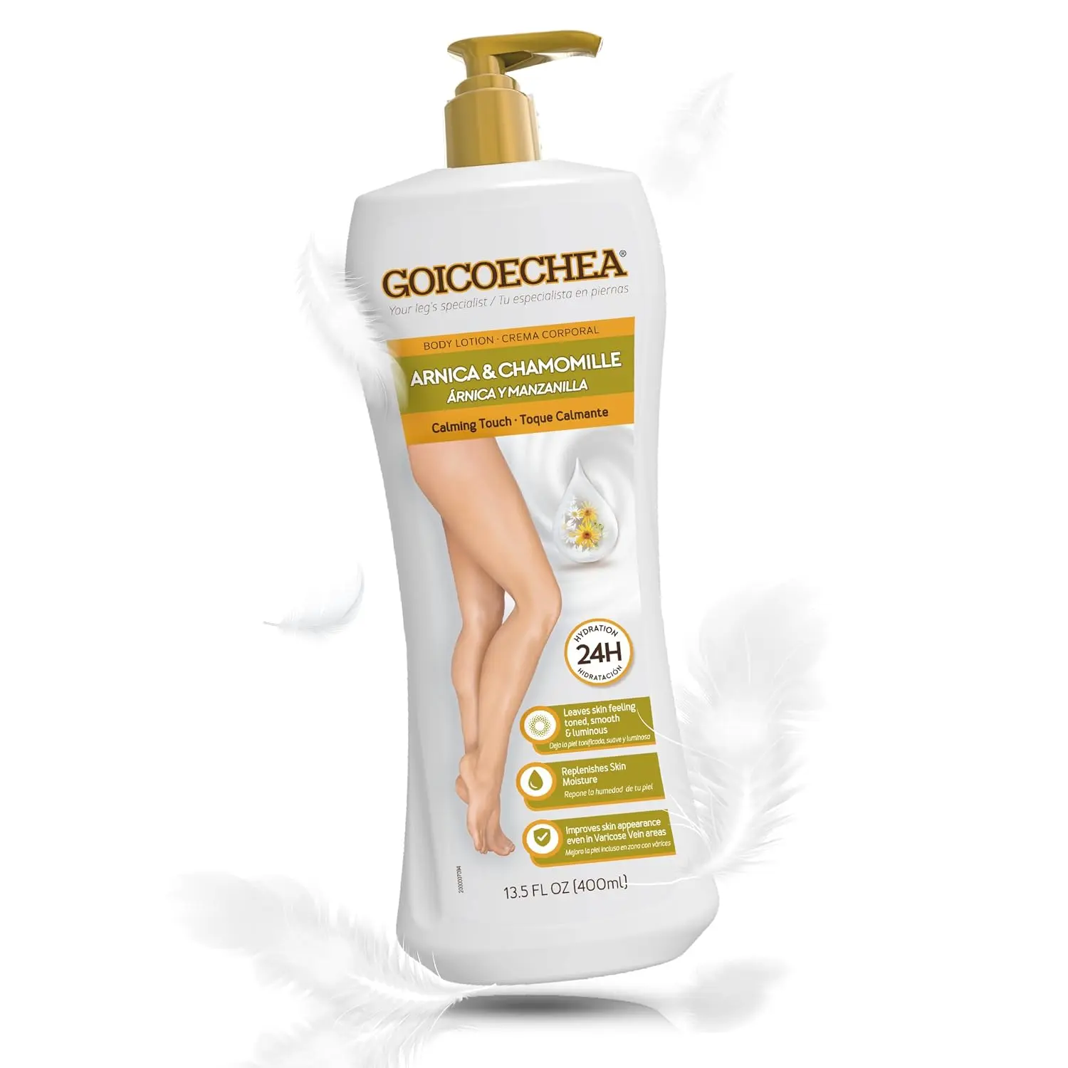 Goicoechea Arnica & Chamomile, Varicose Veins Cream, 13.5 Oz, 1-Pack | Improves Appearance of Varicose Veins, Body Lotion, Soothes Tired Legs, Hydrates & Refreshes Skin, Non-Greasy Daily Formula