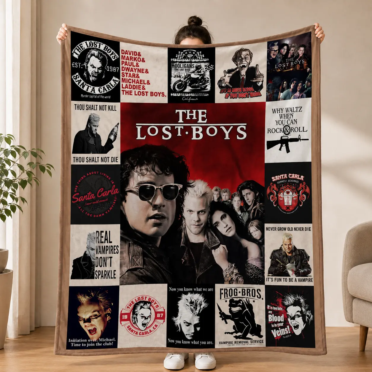 The Lost Boys Blanket, The Lost Boys Movies Fleece, Sherpa Blanket, Cozy Halloween Home Decor, Spooky Cute Gift for Halloween