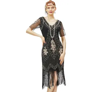 BABEYOND 1920S Art Deco Fringed Sequin Dress Roaring 20S Flapper Fancy Dress BABEYOND