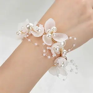 Bridal Headband & Wrist Corsage Set, Wedding Hair & Wrist Accessories, Floral Bridal Jewelry Set