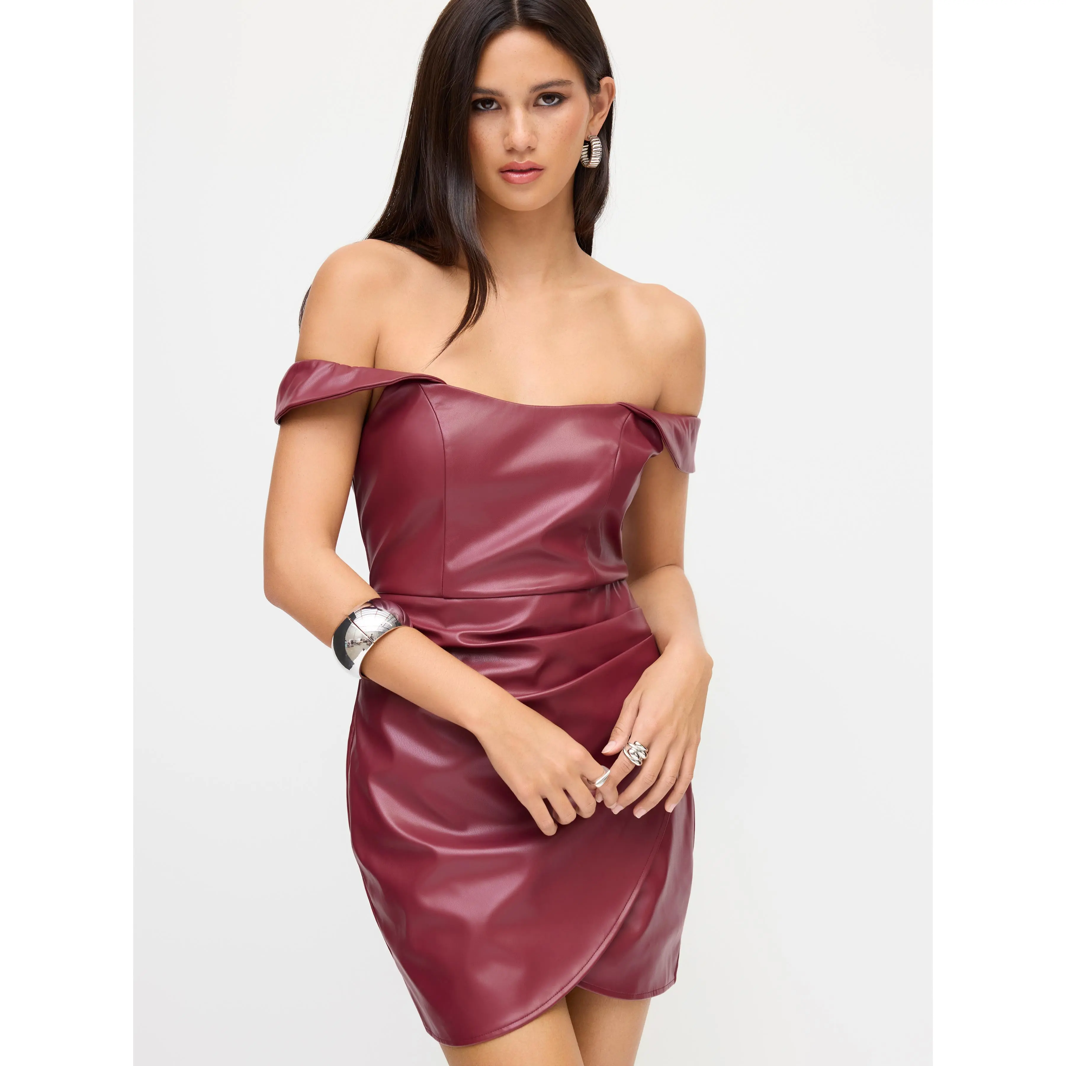chinese dress ladies Amazon.com: MakeMeChic Women's Strapless Leather Dress Ruched Bandeau  Bodycon Party Mini Dresses Burgundy Medium : Clothing, Shoes & Jewelry main image 0