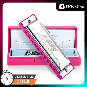 East top Blues Harmonica, Diatonic 10 Holes C Key Happy Harmonica Mouth Organ for Beginner,Kids,Children,Students,Gift,with Carrying Plastic Case,Clean Cloth and Manual