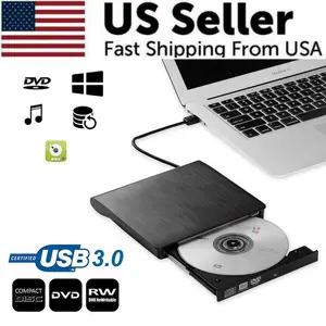 Slim External CD DVD RW Drive USB 3.0 Burner Player for Laptop PC Mac Windows 11
