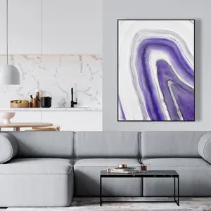 Begin Home Decor C1FC3648SW9GYK 36 x 48 in. Purple Round Geode - Minerals White Framed Canvas Decor