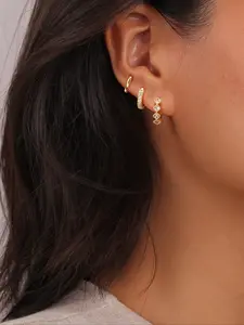 Elegant Cubic Zirconia Earrings Set, 3 Pairs Cute Stud Earrings Jewelry Gift for Women, Perfect for Daily Wear, Fashionable Ear Accessories, Versatile Earrings