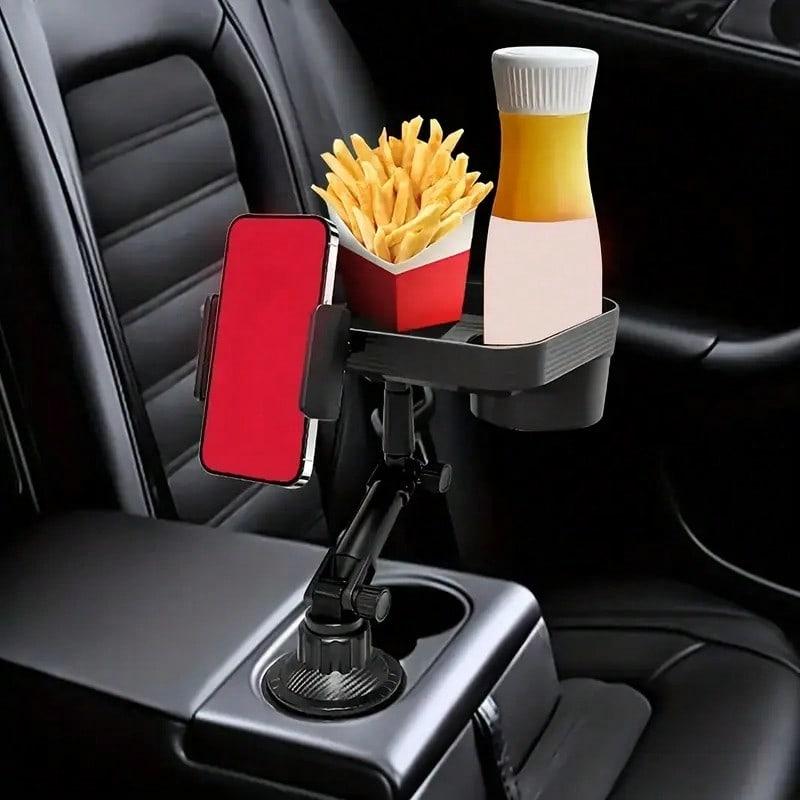 TAIMASI 1pc Versatile Car Tray - Integrated Cup Holder & Mobile Stand - Durable, For Easy Travel Dining And Organization