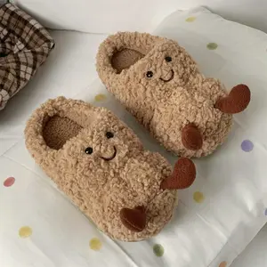 New winter cartoon fun peanut warm plush slippers indoor fashion casual comfortable non-slip household cotton shoes(Sheets)