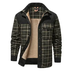 Winter casual plaid patchwork fleece-lined thickened warm shirt collar men's jacket, comfortable fabric, stylish fit suitable for men, making it the perfect gift for boyfriend or husband. Coat With Pockets Checked