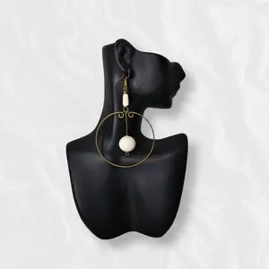African Large Drop White Top Large Loop with White Stone Earrings