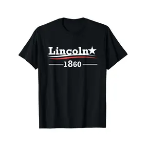 Men's President Abraham Lincoln Honest Abe Campaign Graphic Tee - Menswear Top, Short-Sleeve, Round Neck, Casual, Y2K Streetwear, Oversize Lightweight, Double Acid Digital Print, Backwards Demon Slayer Mr. Stiven Cadena Merch