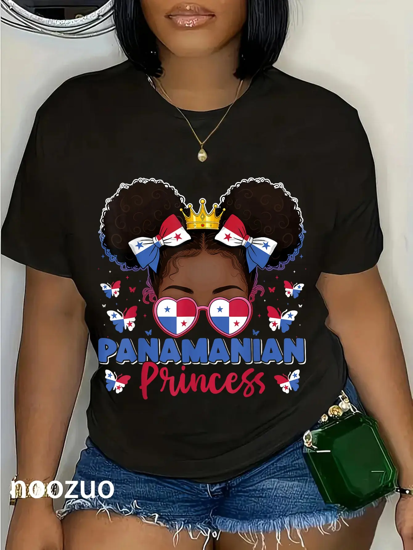 100% Cotton Panamanian Princess Panama Flag Proud Panameña Women T-Shirt